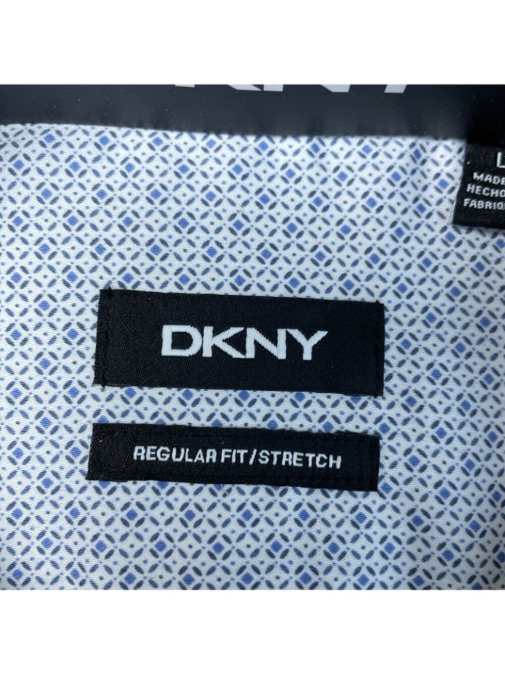 DKNY Men's L Regular Fit Stretch Woven Button-Up Shirt Light Blue/White e1441 - Picture 4 of 9